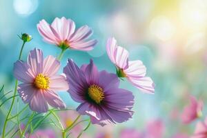 Vibrant flowers blooming in garden, soaking up the summer sunshine photo