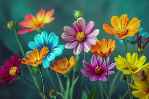 Vibrant flowers blooming in garden, soaking up the summer sunshine photo