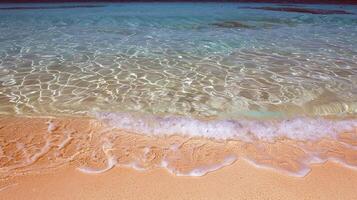 Beach with turquoise waters and golden sands, kissed by the warm sun of summer photo