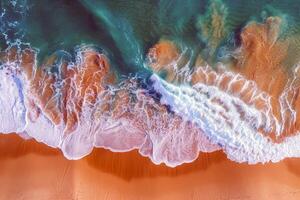 Beach with turquoise waters and golden sands, kissed by the warm sun of summer photo