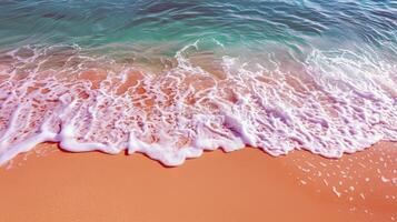 Beach with turquoise waters and golden sands, kissed by the warm sun of summer photo