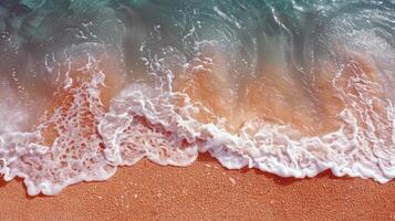 Beach with turquoise waters and golden sands, kissed by the warm sun of summer photo