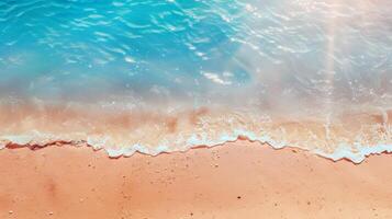 Beach with turquoise waters and golden sands, kissed by the warm sun of summer photo