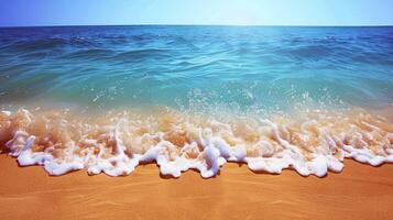 Beach with turquoise waters and golden sands, kissed by the warm sun of summer photo