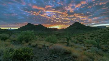 Sunset painting the sky with hues of orange, pink, and purple, signaling the end of summer day photo