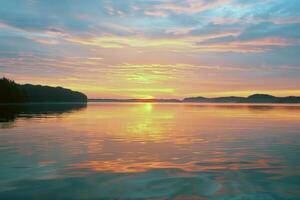 Sunset painting the sky with hues of orange, pink, and purple, signaling the end of summer day photo