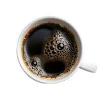 top view of Steaming Hot Cup of Coffee on transparent background. Rich Aroma and Flavor of Coffee png