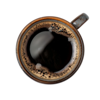 top view of Steaming Cup of Hot Coffee on transparent background. freshly brewed png