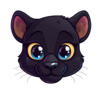 cartoon illustration of black panther head on transparent background png