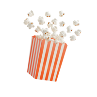 floating popcorn 3d cartoon icon on transparent background png