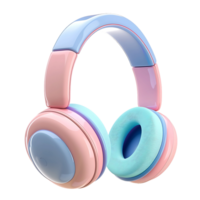 3d élégant rose et bleu casque de musique sur transparent Contexte png