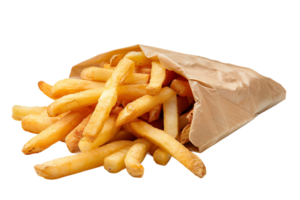 français frites dans une papier sac sur transparent Contexte png