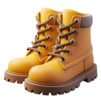 a pair of 3d brown boots on transparent background png