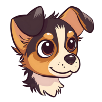 Cartoon Illustration of an Adorable Dog Head on transparent background png