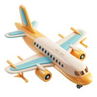 3d rendering of a cartoon airplane on transparent background png