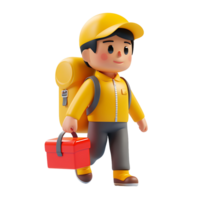 delivery man 3d cartoon icon on transparent background png