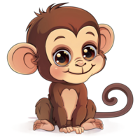 Cartoon Illustration of cute baby monkey on transparent background png