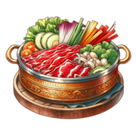 Shabu shabu varm pott vattenfärg ClipArt png