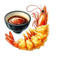 popular japonés menú tempura acuarela clipart png