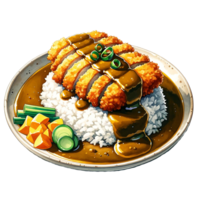 populär japansk meny tonkatsu curry ris vattenfärg ClipArt png