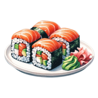 Popular Japanese menu Sushi watercolor clipart png