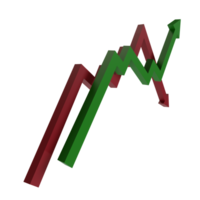 3d rendre de rouge La Flèche vers le bas et vert La Flèche en haut icône. concept illustration de inflation et déflation graphique png