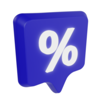 3d message bubble with percent icon. discount offer concept png