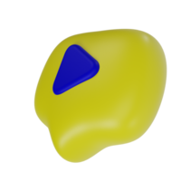 3d framställa av meddelande bubbla ikon med gul och blå spela knapp png