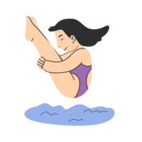 Girl swimming illustration png