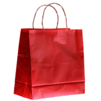 röd papper väska. papper handla väska isolerat. noll plast avfall kartong handla väska. eco vänlig ersättning till plast påsar png