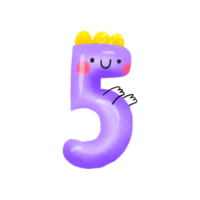 gracioso dibujos animados número 5 5 me gusta dinosaurio. cifra cinco dinosaurio monstruo. bebé ducha impresión capturando. bebé mes aniversario tarjeta. guardería impresión png