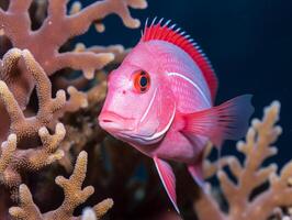 pescado es nadando entre el coral arrecife foto