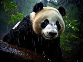 Panda reveling in rare rain shower photo