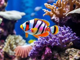 pescado es nadando entre el coral arrecife foto