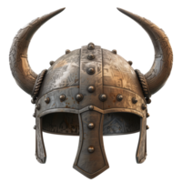 3D render of a Viking helmet with horns isolated on a transparent background png