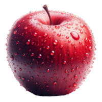 Red fresh apple with water droplets isolated on transparent background png