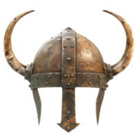 3D render of a Viking helmet with horns isolated on a transparent background png