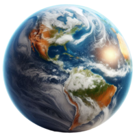 Blue and green earth planet on transparent background png