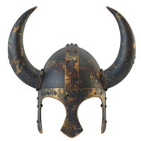 3D render of a Viking helmet with horns isolated on a transparent background png