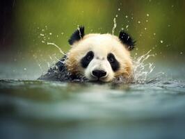 panda jolgorio en raro lluvia ducha foto