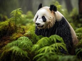 Panda reveling in rare rain shower photo