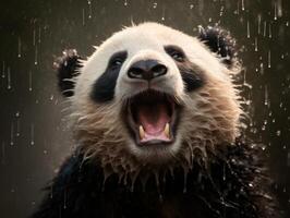Panda reveling in rare rain shower photo