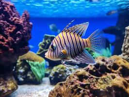 pescado es nadando entre el coral arrecife foto