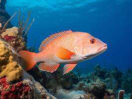 pescado es nadando entre el coral arrecife foto