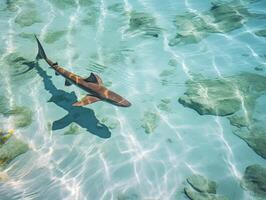 Sharks swimming in crystal clear waters photo