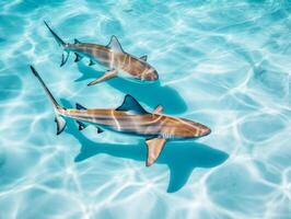 Sharks swimming in crystal clear waters photo