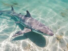 Sharks swimming in crystal clear waters photo