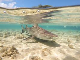 Sharks swimming in crystal clear waters photo