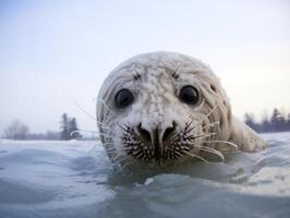 Seal in winter wonderland photo