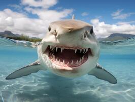 Sharks swimming in crystal clear waters photo